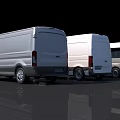 Three Commercial Utility Vans In Silver White Gray For Cargo Transport Use