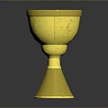 Exquisite Golden Carved Goblet Featuring Intricate Sculpted Patterns And Ornate Base