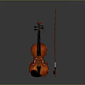 Classic Violin and Bow Musical Instrument Display on Gray Background with Smooth Surface