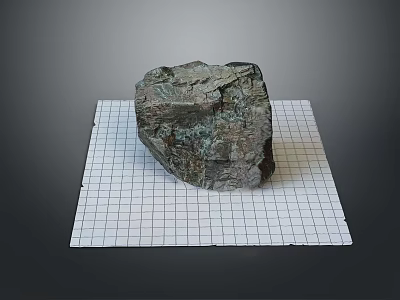 Natural Wooden Stone Specimen With Rough Surface Placed On Grid Paper 3d model