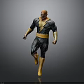 Muscular Superhero In Black Yellow Costume With Lightning Symbol On Chest Walking Against Gray Background