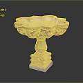 Intricately Carved Stone Decorative Bowl With Petal Rim And Ornate Base