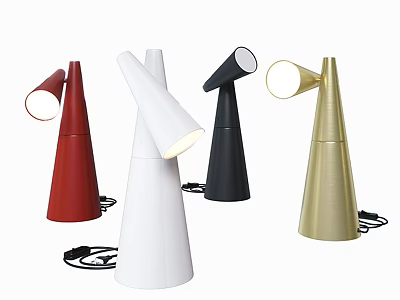 Modern Conical Table Lamps in Red White Black and Gold Colors with Stylish Design 3d model