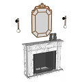 White Marble Fireplace With Vintage Decorative Mirror Wall Sconces And Decor Items