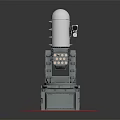 Weapon System Featuring White Cylindrical Component Gun Barrel And Red Circular Ring On Square Base
