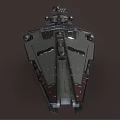 Futuristic Sci Fi Spaceship With Metallic Hull And Illuminated Engine Thrusters Design 3d model