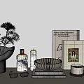 Combination ornaments potted books 3d model