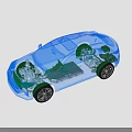 Transparent Electric Car Technical Structure With Battery Engine And Suspension System