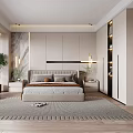 Modern Bedroom Interior Design With Large Bed Built-in Wardrobe Nightstands And Area Rug