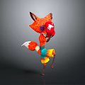 3D Cartoon Fox Character With Orange Fur Red Boxing Gloves Colorful Shorts Standing Pose