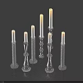 Elegant Lit Decorative Candles With Transparent Glass Bases Spiral And Conical Shapes For Home Decor