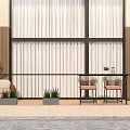 Modern Home Balcony Design With White Curtains Potted Plants And Seating Chairs