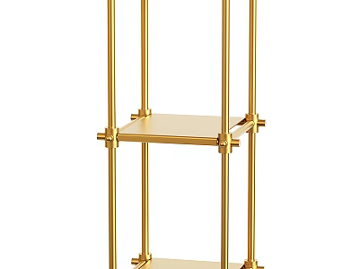 Golden Metal Frame Storage Shelf with Modern Design and Multiple Layers for Home Office 3d model
