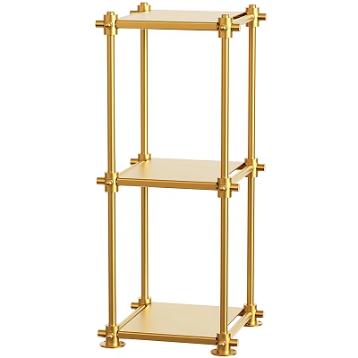 Golden Metal Frame Storage Shelf with Modern Design and Multiple Layers for Home Office 3d model