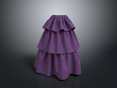 Man Wearing Purple Tiered Ruffled Cake Skirt With Flowy Layers 3d model