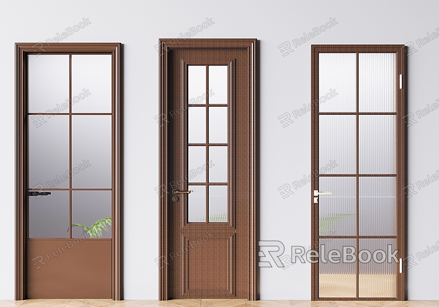 Mid-ancient style solid wood swing door Changhong glass single door frosted glass swing door model