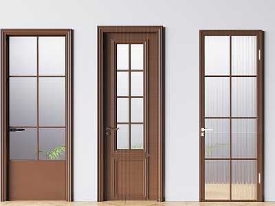 Mid-ancient style solid wood swing door Changhong glass single door frosted glass swing door model