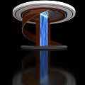 Modern PC Water Cooling System with Blue Flowing Water and Circular Base Design 3d model