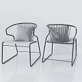 Pair of Modern Leisure Chairs With Metal Frame And Soft Gray Cushions