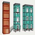 Transparent Glass Elevators With Multi Floor Structure And Colorful Design 3d model