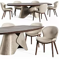 Light dining table and chair combination 3d model