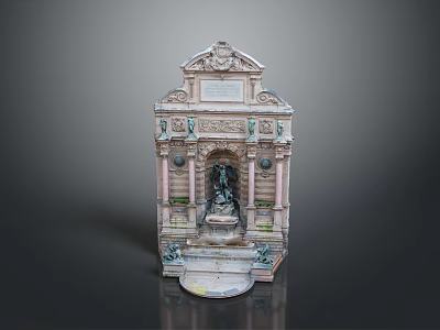 Vintage Style Decorative Fountain With Detailed Sculpture Tabletop Ornament For Living Supplies 3d model