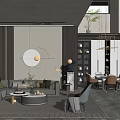 Modern Duplex Living Room Interior With Sofa Coffee Table Circular Wall Decor And Bookshelves