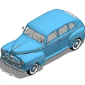 Light Blue Classic Station Wagon With Vintage Design And White Wheels