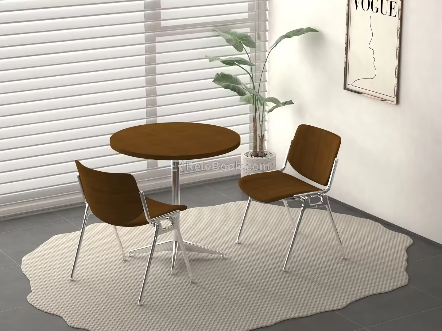 medieval modern leisure tables and chairs 3d model