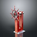 Red Mechanical Steering Wheel Structure With Spokes Axle And Pillar Base