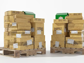 Modern Logistics Wrap Solid Wood Pallet Carton Box Logistics Wrap Solid Wood Pallet Carton Box 3d model
