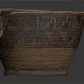 Hand Carved Basket Sculpture With Colorful Patterned Design And Textured Surface