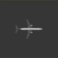Shiny Metallic Airplane Model with Blue Wings on Gray Background and Reflection