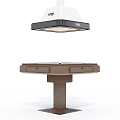 Modern Entertainment Table With Glass Top Brown Base And LED Lights