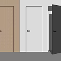 Modern Flush Doors Wood White Dark Gray With Open Design 3d model