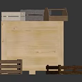 Stacked Wooden Crates and Trays with Various Sizes for Scene Components