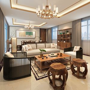 New Chinese Living Room 3d model