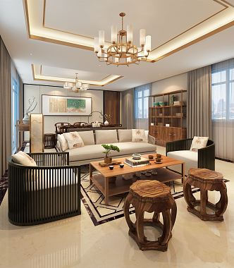 New Chinese Living Room 3d model