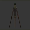 Vintage Brass Telescope On Wooden Tripod Stand With Classic Decorative Design