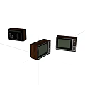 Vintage Televisions with Wooden Cases in Various Styles on White Background