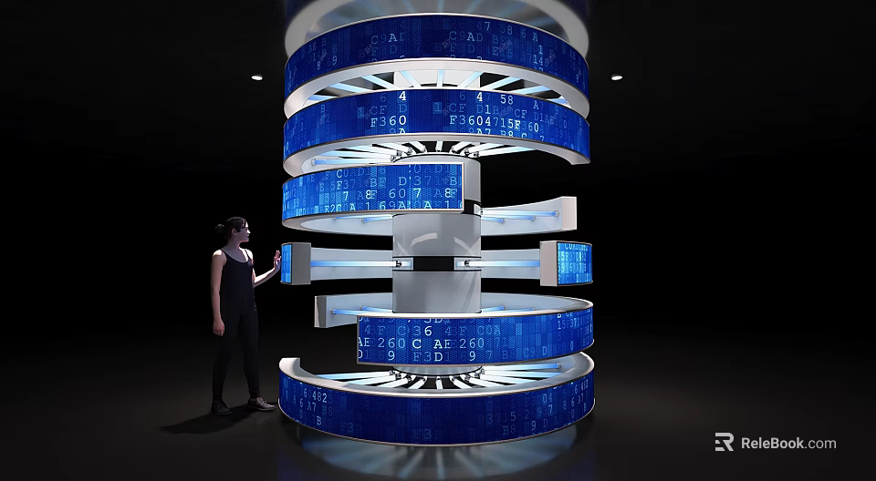 Commercial Equipment With VR Technology For Interactive Data Display In Circular Structure 3d model