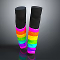 Black Boots With Rainbow Colored Stripes On Shaft For Fashionable Look