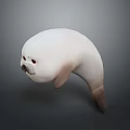 Adorable White Seal 3D Model With Red Eyes And Round Body On Gray Background