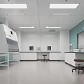 Modern Laboratory Interior With Fume Hood Lab Benches Stools And Computers