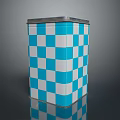 Blue And White Checkered Square Storage Container With Lid For Household Use