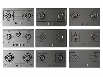 Kitchen Gas Stove Appliances with Various Modern Designs for Home Cooking 3d model