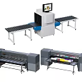 Public Facilities Featuring Security Scanner With Conveyor Belt Display Screen And Large Industrial Printers