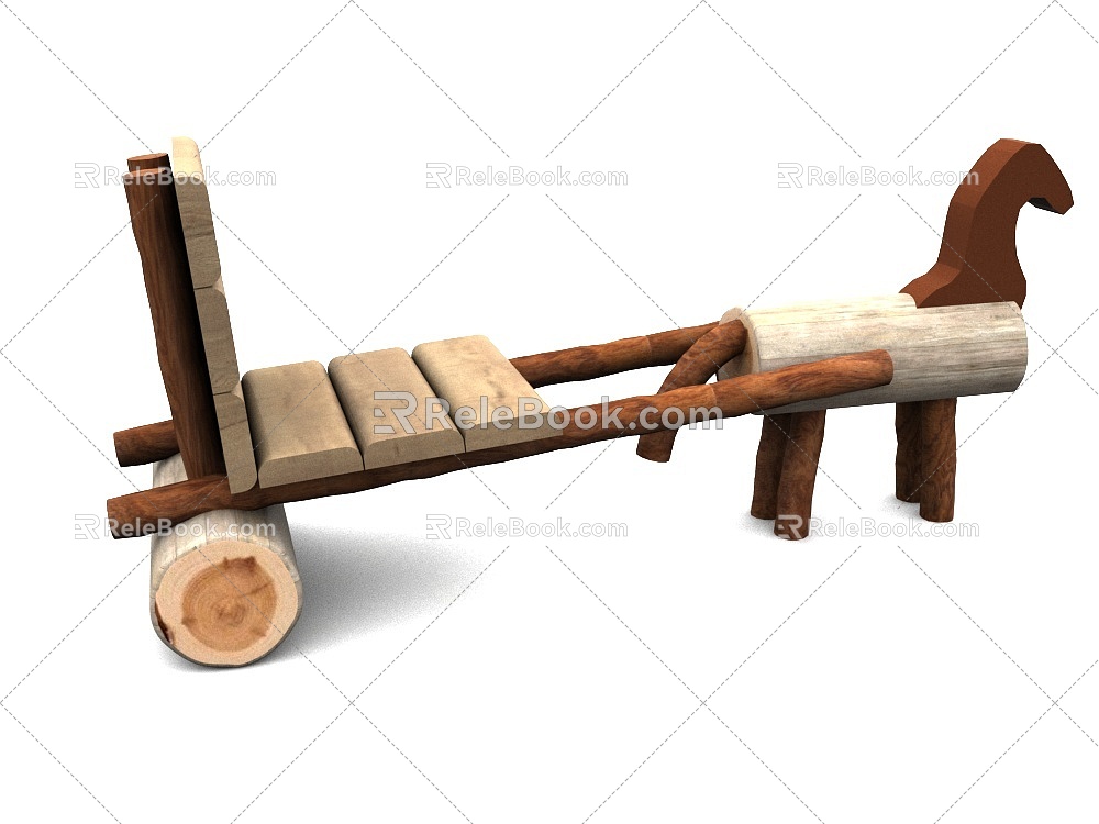 Modern Wooden Carriage 3d model