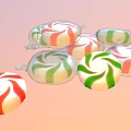 Colorful Swirl Pattern Lollipops With Red Green And White On Pink Background