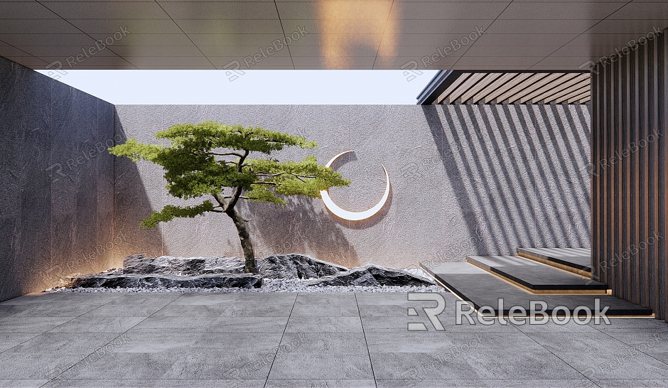 New Chinese style landscape sketch pine stone landscape model